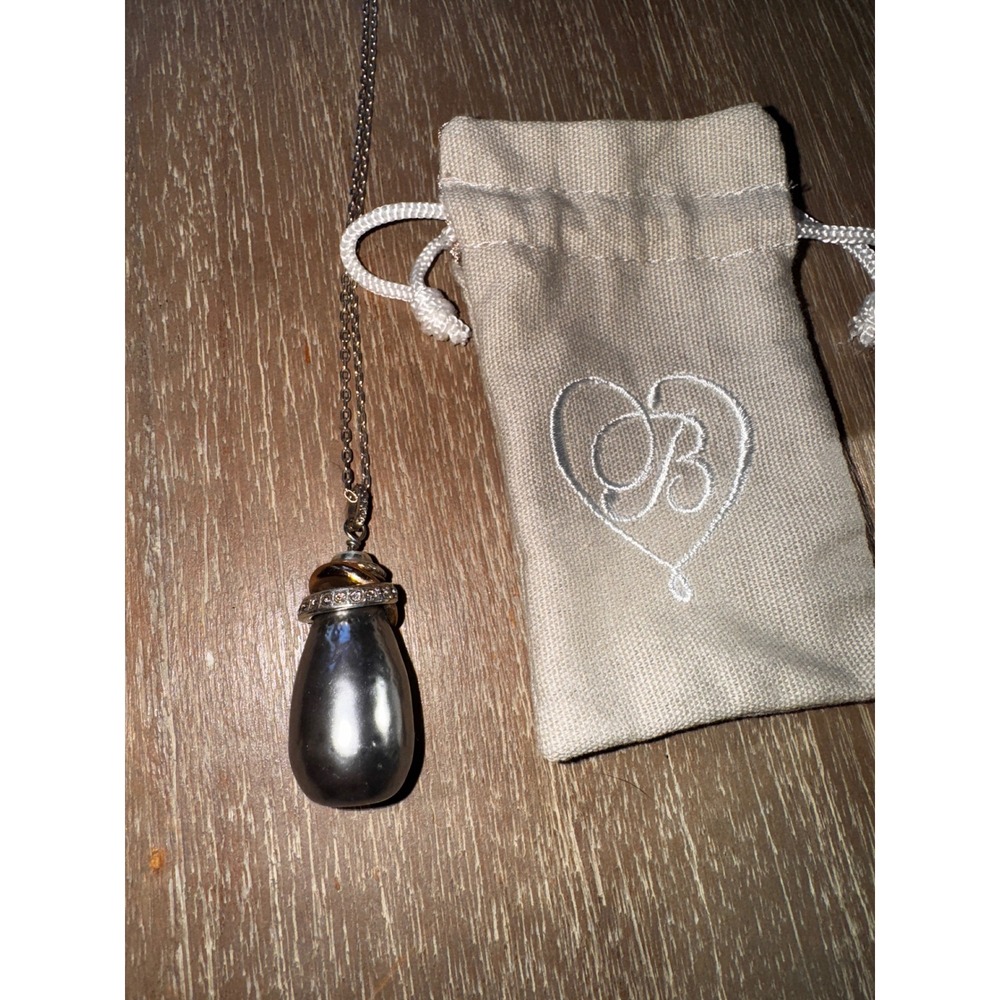 Brighton Silver Tone Teardrop Pearl Pendant Necklace Long Elegant Jewelry - Picture 2 of 6